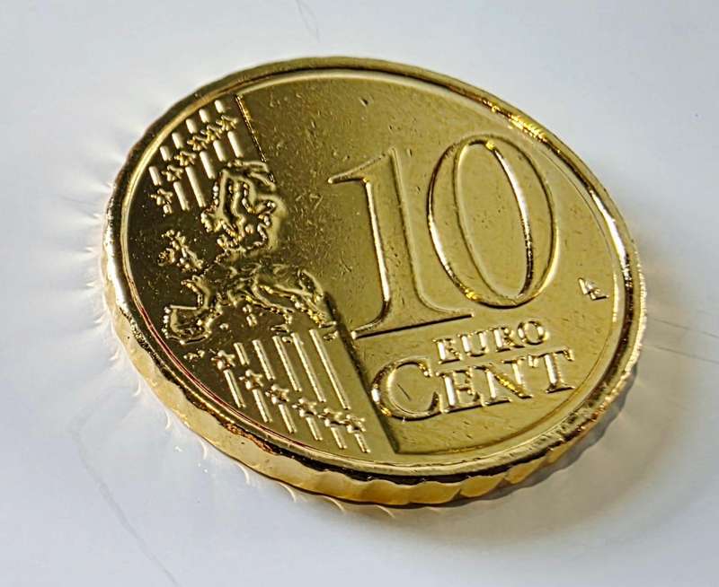 GOLD/ SILVER PLATED - 50MM - EUROPEAN CURRENCIES "10 EURO CENT INLAY" - WITH CERTIFICATE AND CAPSULE