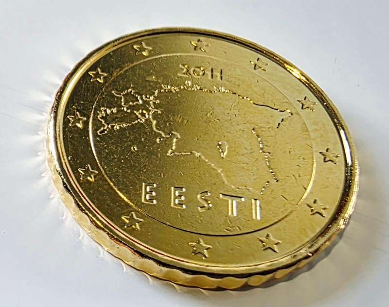 GOLD/ SILVER PLATED - 50MM - EUROPEAN CURRENCIES "10 EURO CENT INLAY" - WITH CERTIFICATE AND CAPSULE