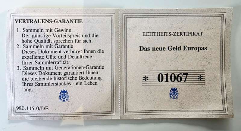 GOLD/ SILVER PLATED - 50MM - EUROPEAN CURRENCIES "10 EURO CENT INLAY" - WITH CERTIFICATE AND CAPSULE