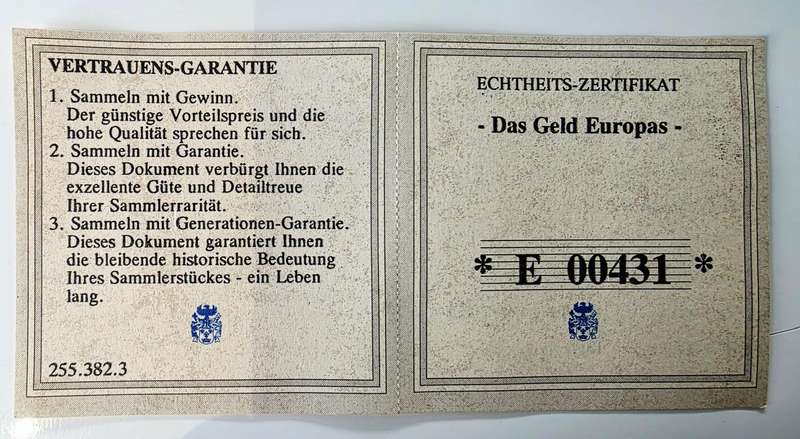 RARE 1996 TOP MEDAL - 40MM - "GOODBYE GERMAN CURRENCIES" - WITH CERTIFICATE AND CAPSULE