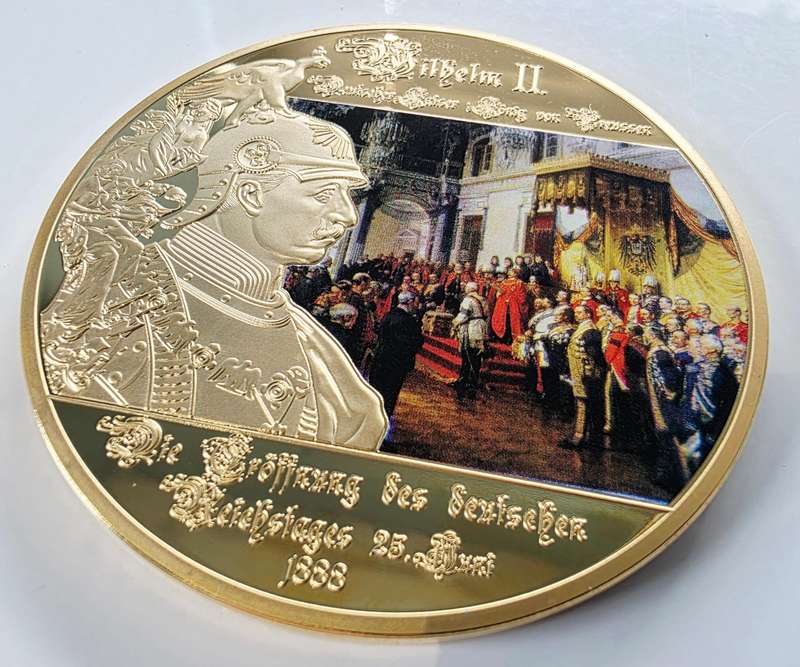 GIANT 70MM XXL MEDAL - "KAISER WILHELM II" - WITH SWAROVSKI CRYSTAL