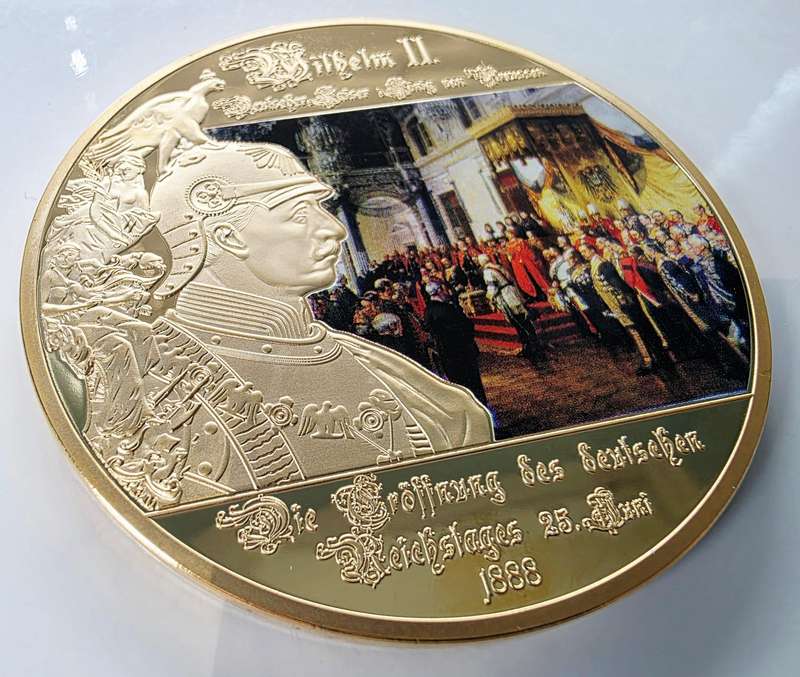 GIANT 70MM XXL MEDAL - "KAISER WILHELM II" - WITH SWAROVSKI CRYSTAL