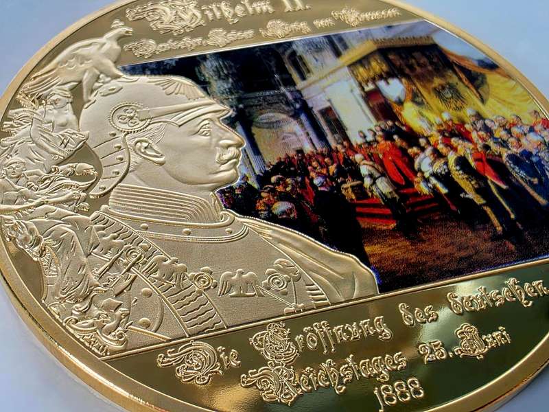 GIANT 70MM XXL MEDAL - "KAISER WILHELM II" - WITH SWAROVSKI CRYSTAL