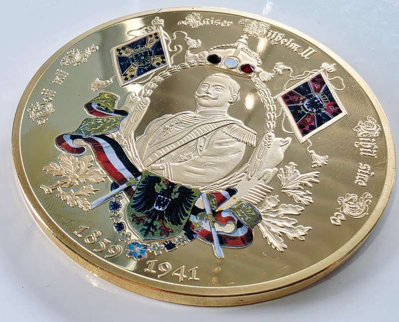 GIANT 70MM XXL MEDAL - "KAISER WILHELM II" - WITH SWAROVSKI CRYSTAL