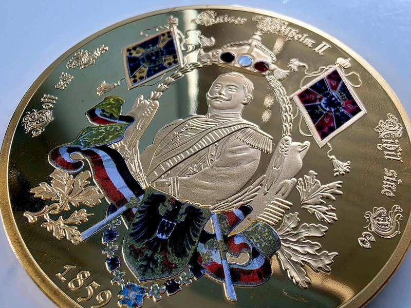 GIANT 70MM XXL MEDAL - "KAISER WILHELM II" - WITH SWAROVSKI CRYSTAL