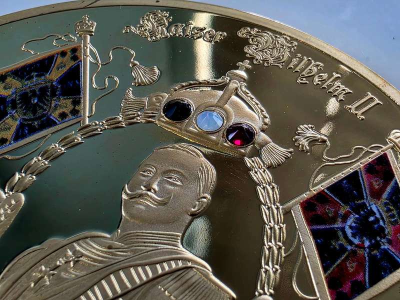 GIANT 70MM XXL MEDAL - "KAISER WILHELM II" - WITH SWAROVSKI CRYSTAL