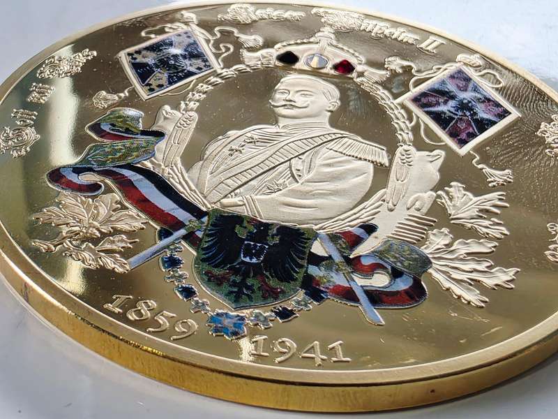 GIANT 70MM XXL MEDAL - "KAISER WILHELM II" - WITH SWAROVSKI CRYSTAL