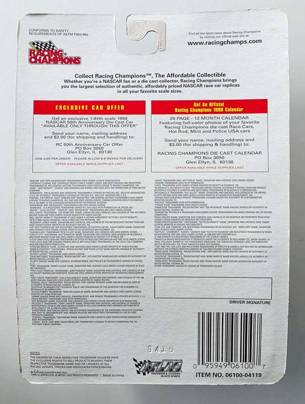1998 RACING CHAMPIONS - 50TH ANNIVERSARY EDITION - RICKY CRAVEN