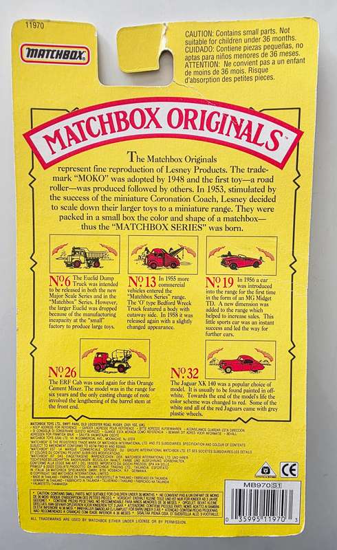 1992 LTD. ED. MATCHBOX ORIGINALS - AUTHENTIC RECREATIONS - NO. 32 THE JAGUAR XK 140