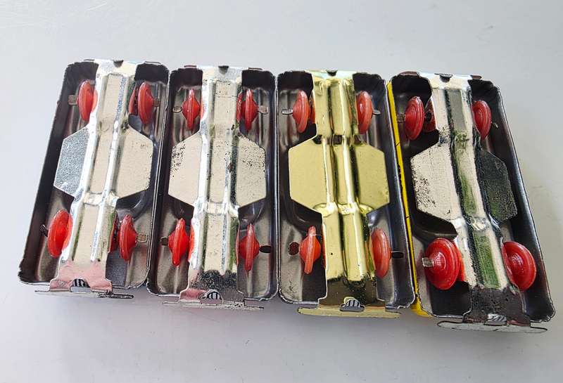 4 x NOMURA JAPANESE TIN TOY CARS - APP. AROUND 1950 - PRISTINE CONDITION