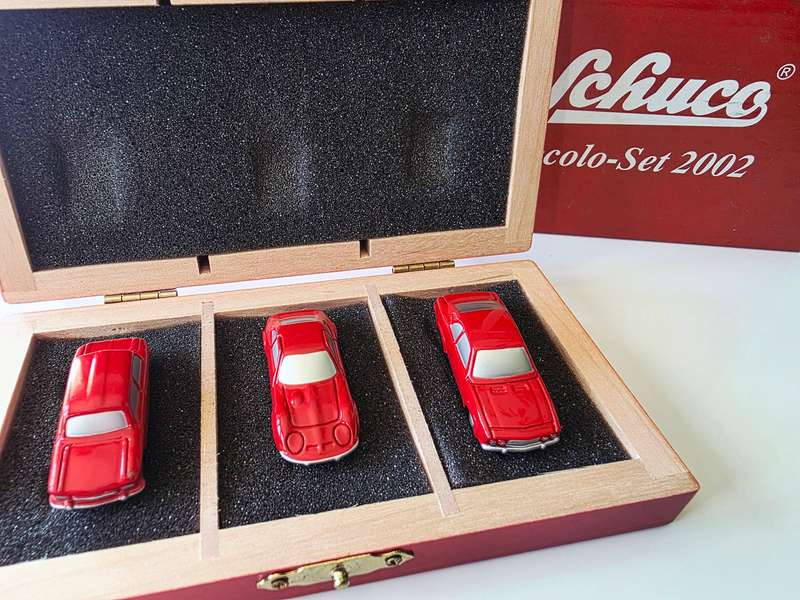 SCHUCO PICCOLO SET 2002 - LIMITED EDITION IN WOODEN DISPLAY BOX - RARE COLLECTOR'S ITEM!