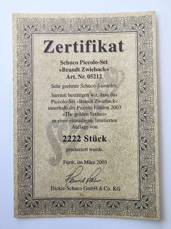 SCHUCO PICCOLO SET 2003 - LIMITED EDITION 2222 ONLY - IN BISCUIT TIN
