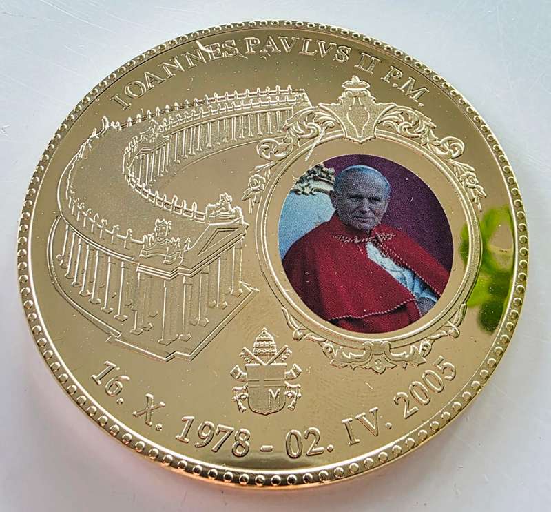 70MM GOLD-PLATED GIANT MEDAL - POPE JOHN PAUL II - PROOF MEDAL 1978 - 2005