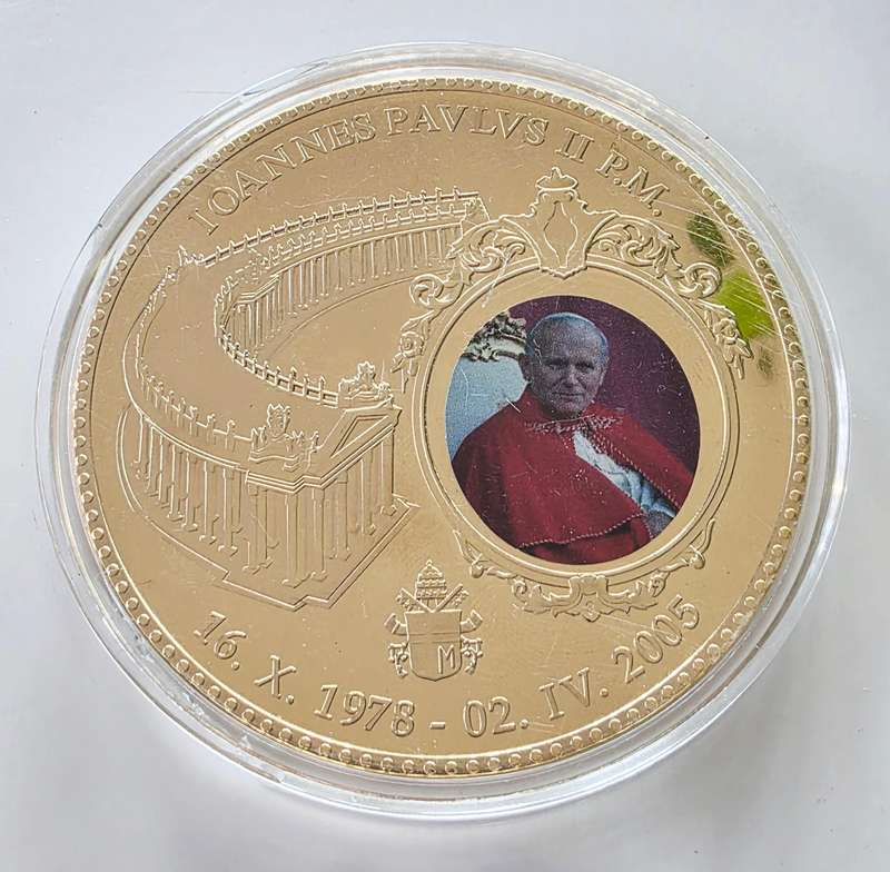 70MM GOLD-PLATED GIANT MEDAL - POPE JOHN PAUL II - PROOF MEDAL 1978 - 2005