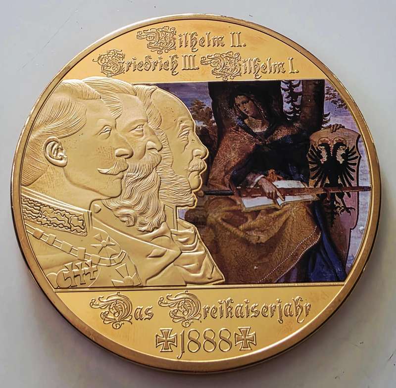 GIANT 70MM XXL MEDAL - "KAISER WILHELM II" - WITH SWAROVSKI CRYSTAL