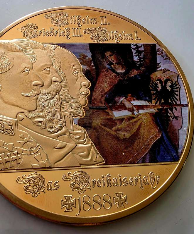 GIANT 70MM XXL MEDAL - "KAISER WILHELM II" - WITH SWAROVSKI CRYSTAL