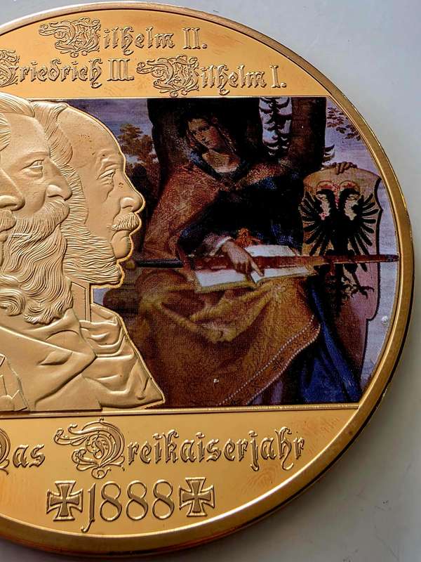 GIANT 70MM XXL MEDAL - "KAISER WILHELM II" - WITH SWAROVSKI CRYSTAL