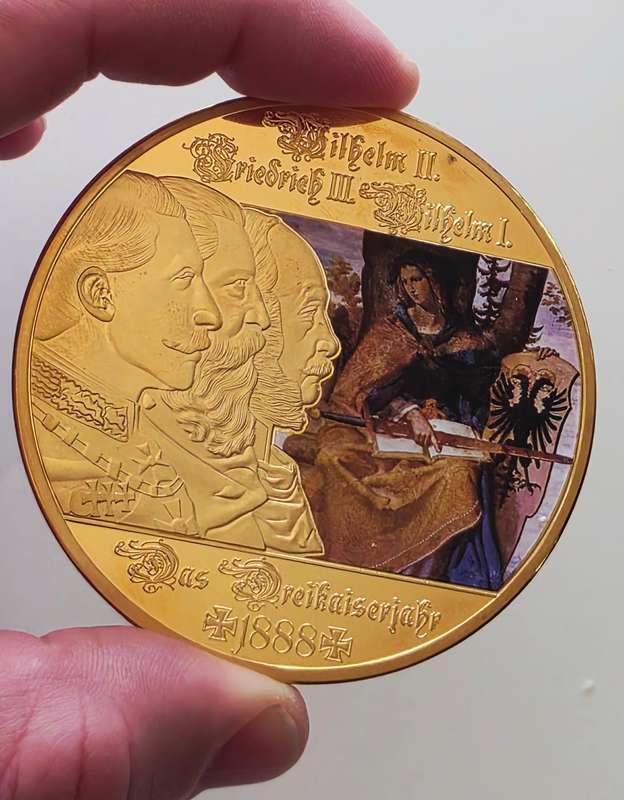GIANT 70MM XXL MEDAL - "KAISER WILHELM II" - WITH SWAROVSKI CRYSTAL