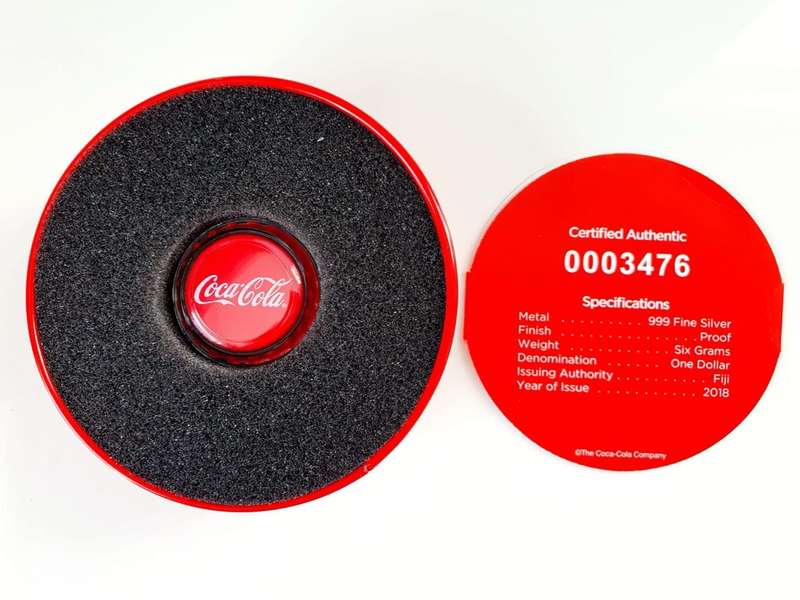 2018 6g Fiji Coca-Cola Global Edition Coin - Bottle Cap .999 Silver