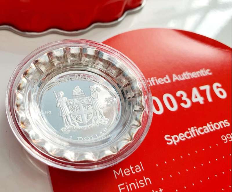 2018 6g Fiji Coca-Cola Global Edition Coin - Bottle Cap .999 Silver
