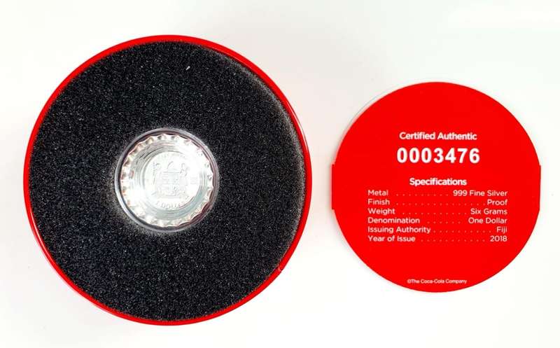 2018 6g Fiji Coca-Cola Global Edition Coin - Bottle Cap .999 Silver