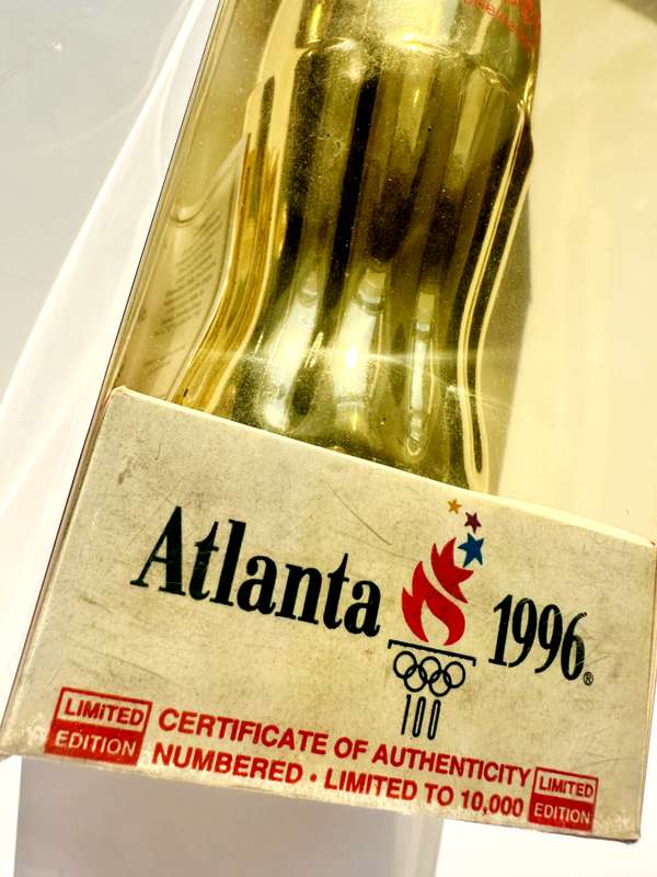 1996 Atlanta Committee Coca Cola Commemorative Gold Bottle - Ltd. Edt.