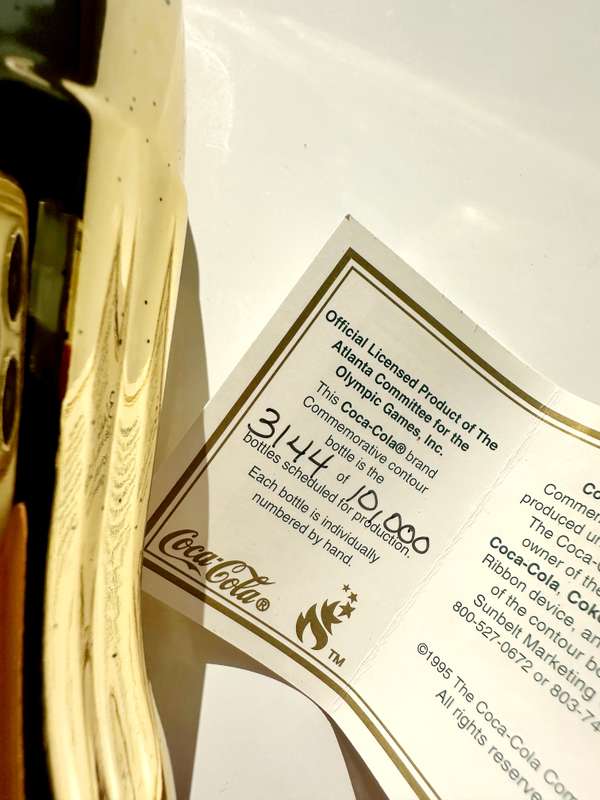1996 Atlanta Committee Coca Cola Commemorative Gold Bottle - Ltd. Edt.