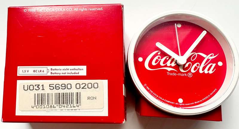 VINTAGE 1988 COCA COLA - KIENZLE QUARTZ CLOCK - MADE IN GERMANY - ORIGINAL COKE COMPANY PRODUCT