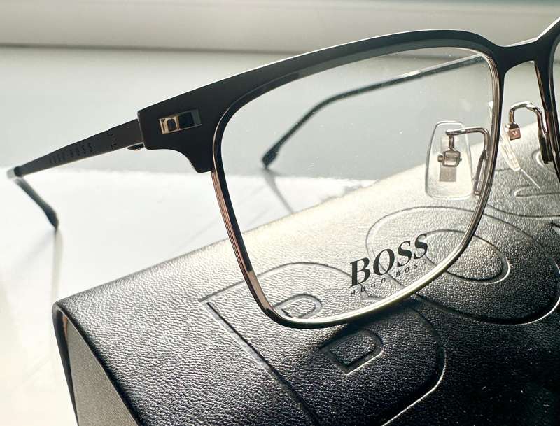 Hugo Boss 1224/F 003 Titanium Eyeglasses Men's Matte Black Full Rim with Case