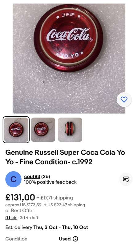 Stunning bright red vintage Yo Yo - Coca Cola - Rare item
