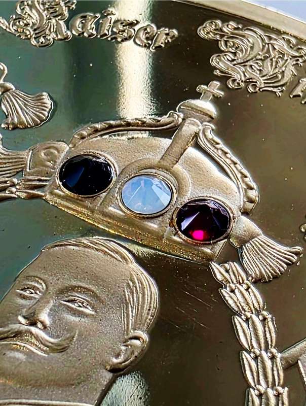 GIANT 70MM XXL MEDAL - "KAISER WILHELM II" - WITH SWAROVSKI CRYSTAL