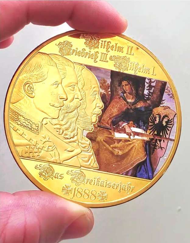 GIANT 70MM XXL MEDAL - "KAISER WILHELM II" - WITH SWAROVSKI CRYSTAL