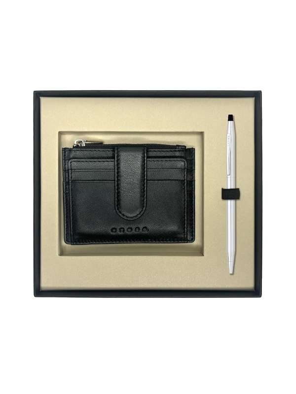CROSS LUCTROUS CHROME LUXURY BALL PEN WITH FREE WALLET & GIFT BOX