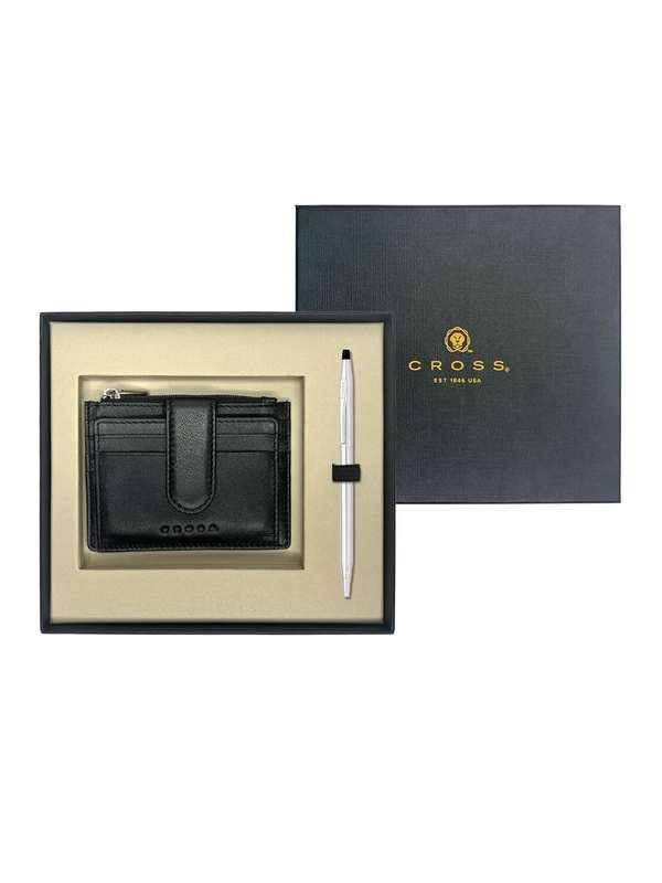 CROSS LUCTROUS CHROME LUXURY BALL PEN WITH FREE WALLET & GIFT BOX