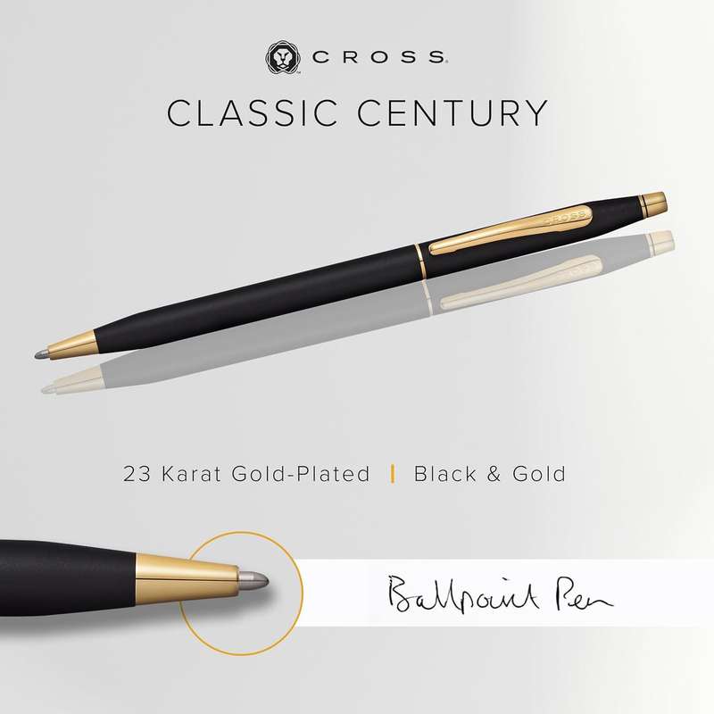 Cross Classic Century Black & Gold , Sleek & Elegant Premium Luxury Ballpoint Pen - with Gift Box -
