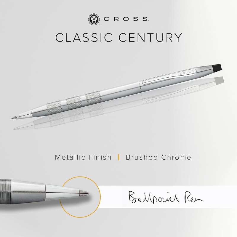 Cross Classic Century Satin Chrome, Sleek & Elegant Premium Luxury Ballpoint Pen- with Gift Box