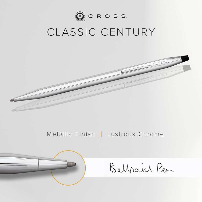 CROSS LUCTROUS CHROME LUXURY BALL PEN WITH FREE WALLET & GIFT BOX