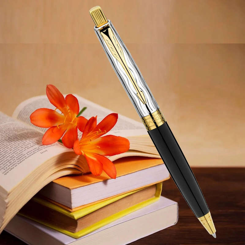 Parker Aster Silver & lacquer Premium ball Pen with metal Gift box & Keyring - Blue Ink