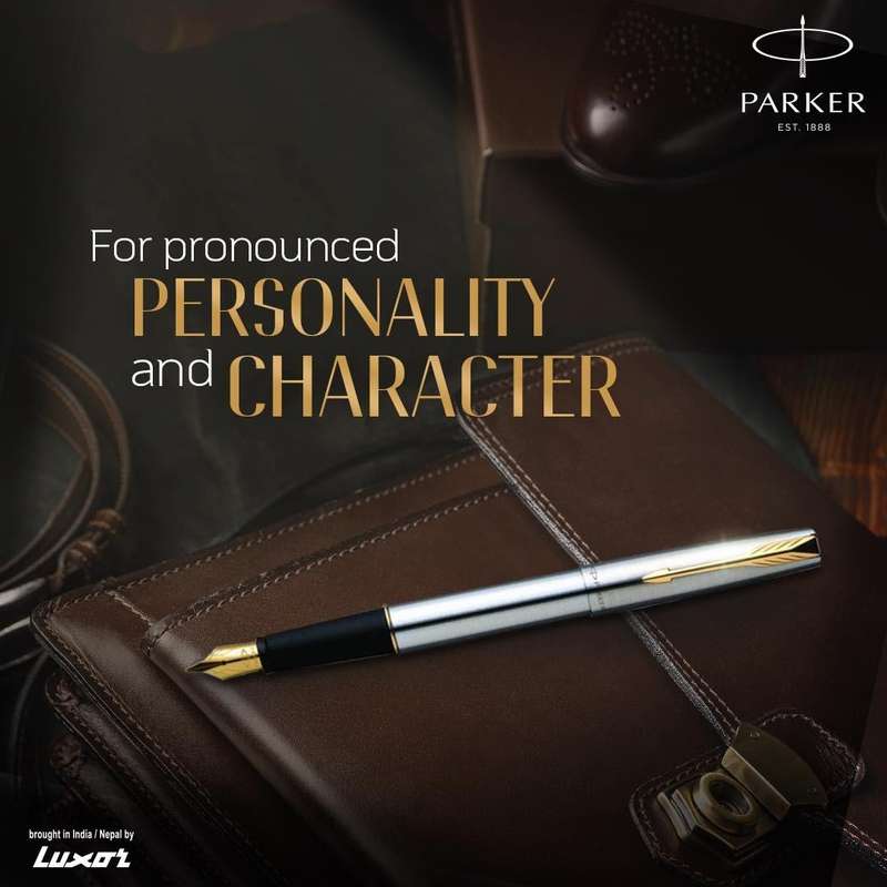 Parker Frontier Stainless Steel Gold Trim Fountain Pen