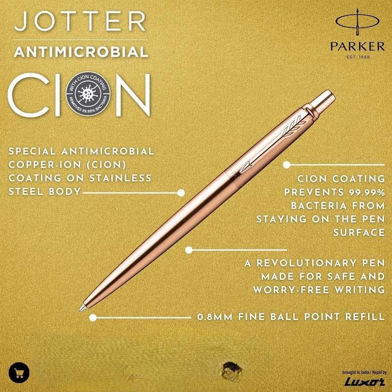 PARKER Jotter Rose gold Antimicrobial Stainless Steel, Cion Coated Ball Pen  (Ink Color - Blue)