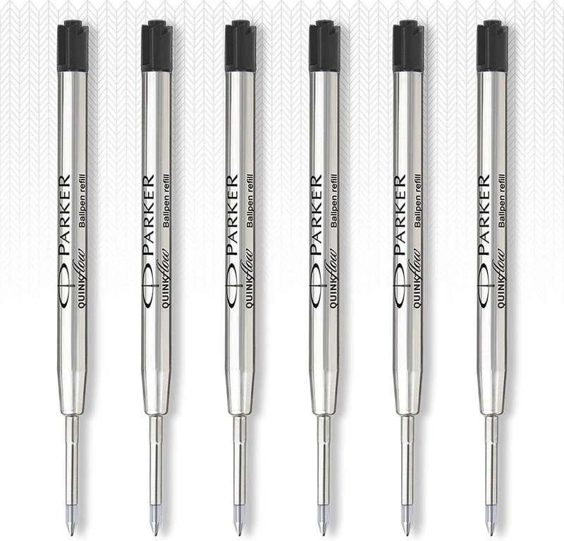 PARKER QUINK FLOW BALL PEN REFILLS - BLACK - MEDIUM AND FINE POINT- PACK OF 3