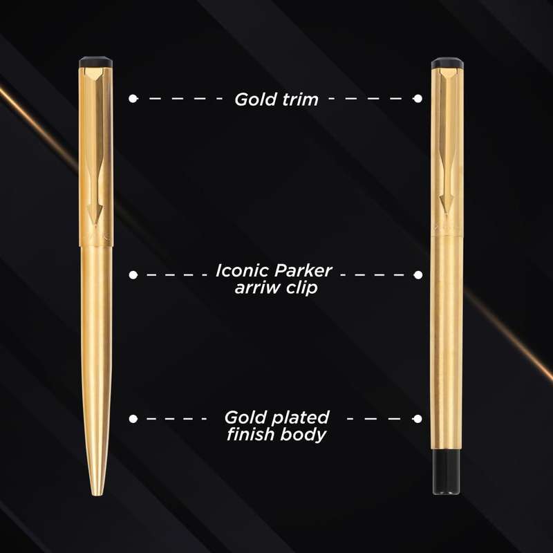 Parker Gift Set-(Parker Vector Gold Roller Ball Pen + Ball Pen With Card Holder)