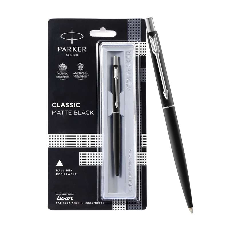 PARKER CLASSIC SLIMLINE GOLD , MATTE BLACK & SILVER BALL PEN - each