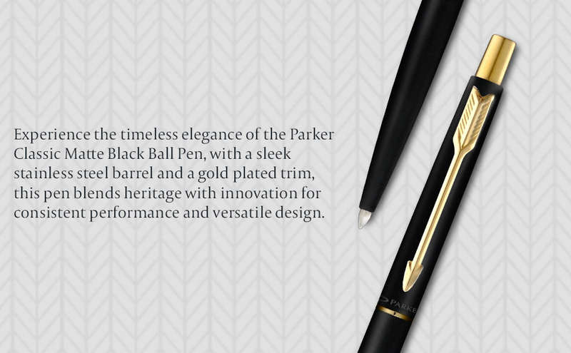 PARKER CLASSIC SLIMLINE  MATTE BLACK & SILVER BALL PEN - each -Blue ink- packaging may differ.