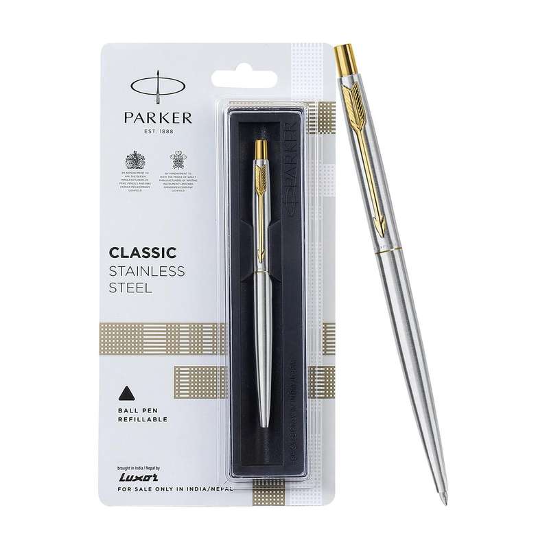 PARKER CLASSIC SLIMLINE  MATTE BLACK & SILVER BALL PEN - each -Blue ink- packaging may differ.