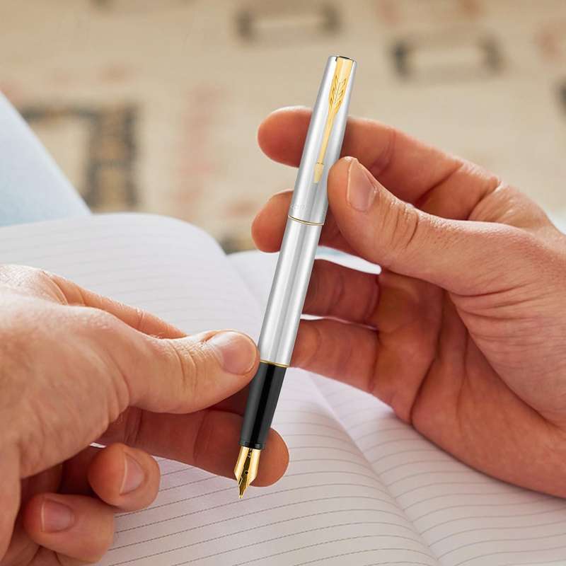 Parker Frontier Stainless Steel Gold Trim Fountain Pen