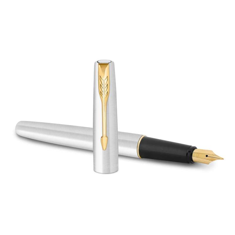 Parker Frontier Stainless Steel Gold Trim Fountain Pen