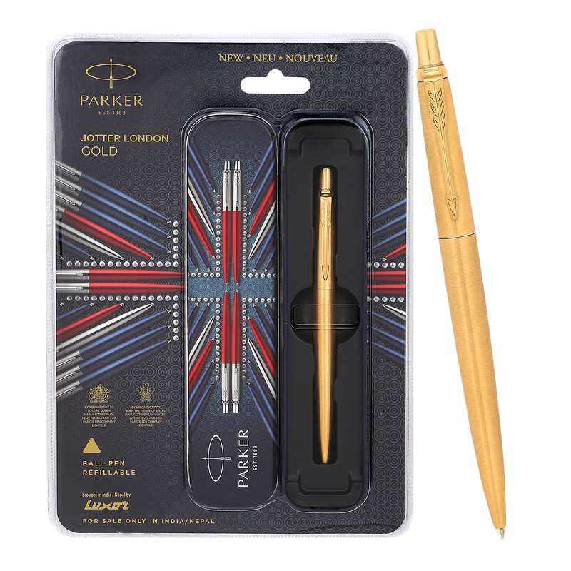 PARKER JOTTER LONDON STAINLESS STEEL GOLD AND SILVER BALL PEN