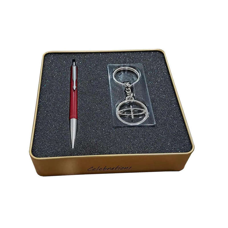 Parker Vector Standard Red CT Ball Pen with Parker Logo Keychain & Gift box