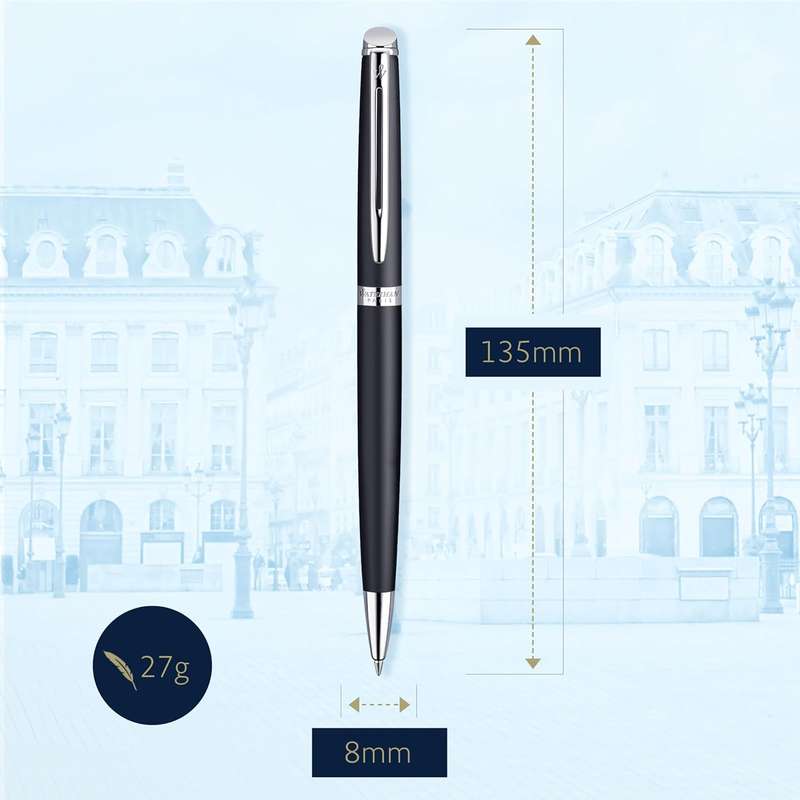 Waterman Hemisphere Matte black chrome trim premium Luxury ball pen -